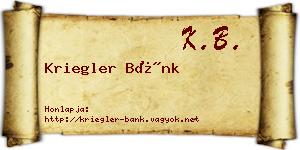 Kriegler Bánk névjegykártya